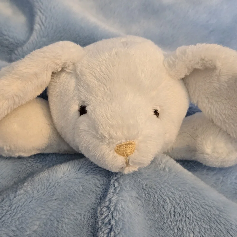 The Children's Place Blue Bunny Rabbit Lovey Security Blanket Satin Plush Baby